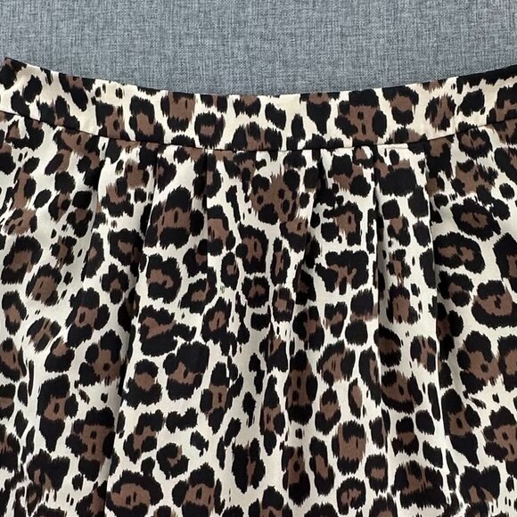 Banana Republic Mini Pleated‎ Skirt Leopard Size 12 Brown Tan Lined Zipper - Picture 3 of 12